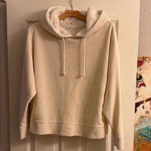 LOFT Lou & Grey Cream Sherpa-Lined Hooded Pullover Sweater